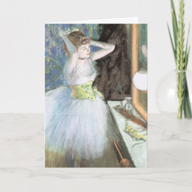 Dansare i sin omklädningsrum av Edgar Degas Kort (Framsida)