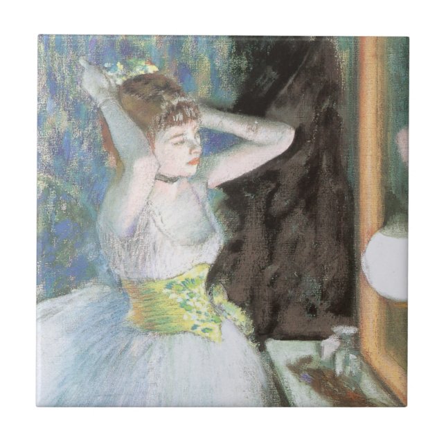 Dansare i sin påklädningsrum av Edgar Degas Kakelplatta (Framsidan)