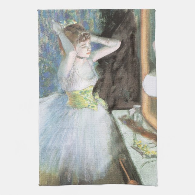 Dansare i sin påklädningsrum av Edgar Degas Kökshandduk (Vertikal)