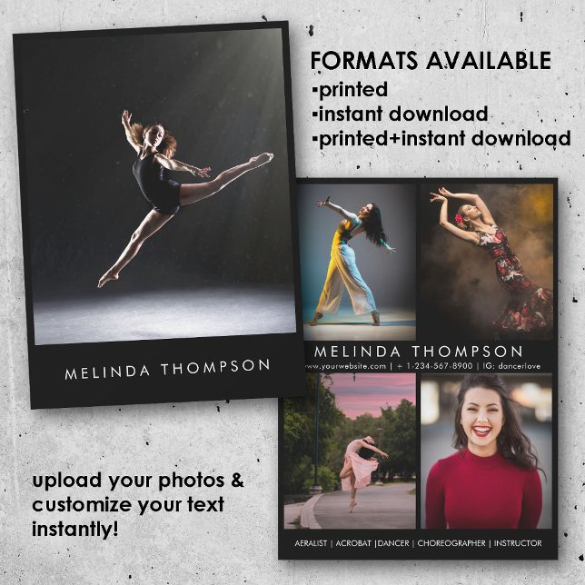 Dansare Koreograf Comp Card 5 Foto Headshot Inbjudningar (Dancer Choreographer Comp Card 5 Photo Headshot)