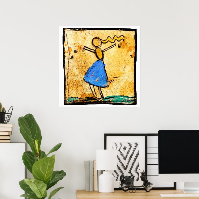 Dansare med blå kjol målning av Egon Schiele Poster (Hemmakontoret)