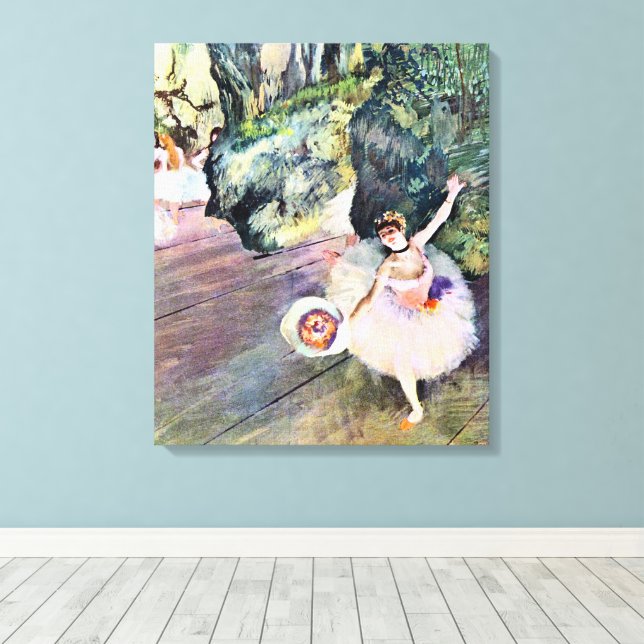 Dansare med en bukett blommor av Edgar Degas Canvastryck (Insitu (trägolv))