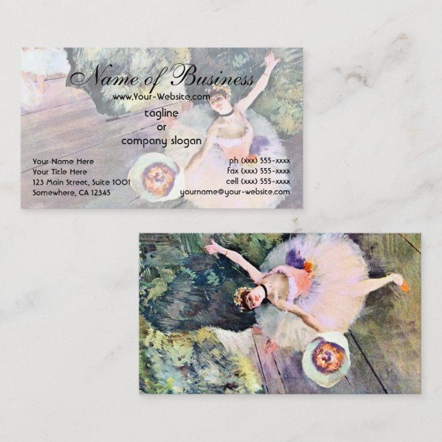 Dansare med en bukett blommor av Edgar Degas Visitkort (Fram/baksida)
