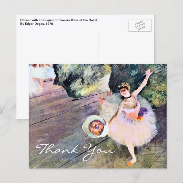 Dansare med en bukett blommor av Edgar Degas Vykort (Fram/baksida)