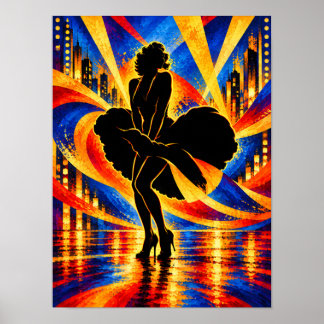 Dansare med flytande klänningssilhuett poster