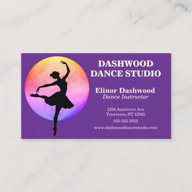 Dansare med Rainbow Light Dance Studio Visitkort (Framsida)