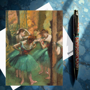 Dansare, Rosa och Grön av Degas, Konst Vykort