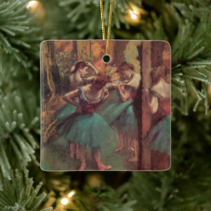 Dansare, rosa och grön av Edgar Degas Julgransprydnad Keramik
