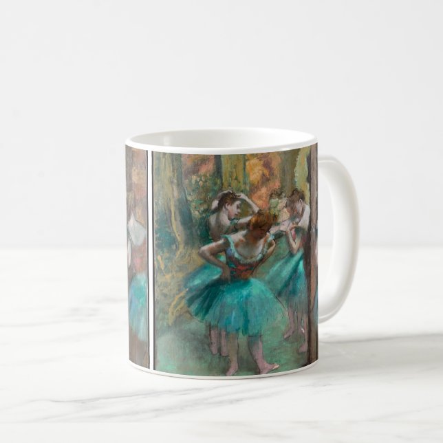 Dansare Rosa och Grön av Edgar Degas Kaffemugg (Framsida höger)