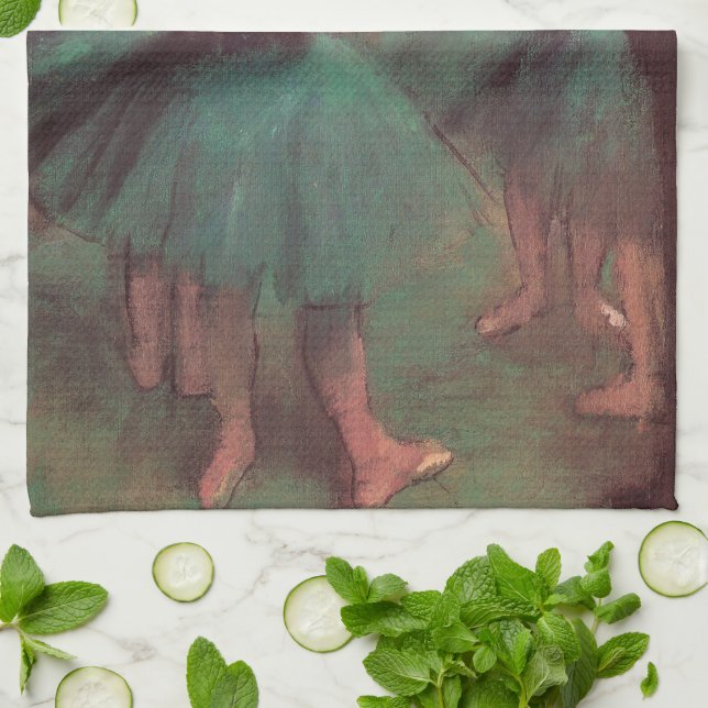 Dansare, rosa och grön av Edgar Degas Kökshandduk (Vikta)