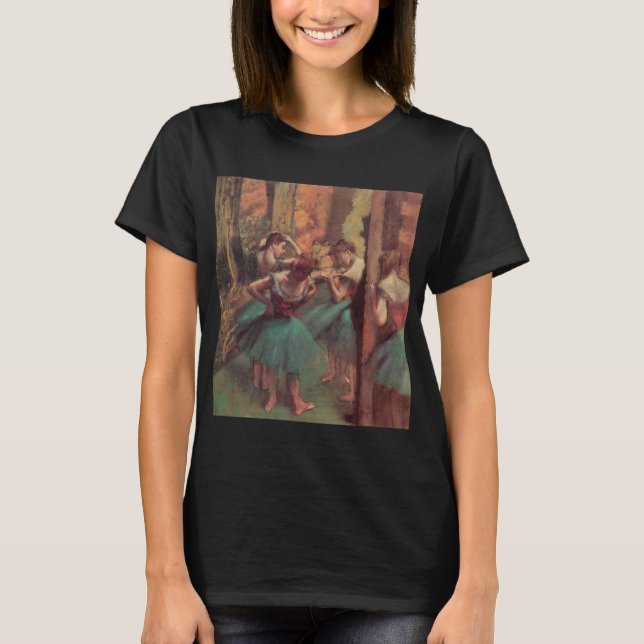 Dansare, rosa och grön av Edgar Degas T Shirt (Framsida)