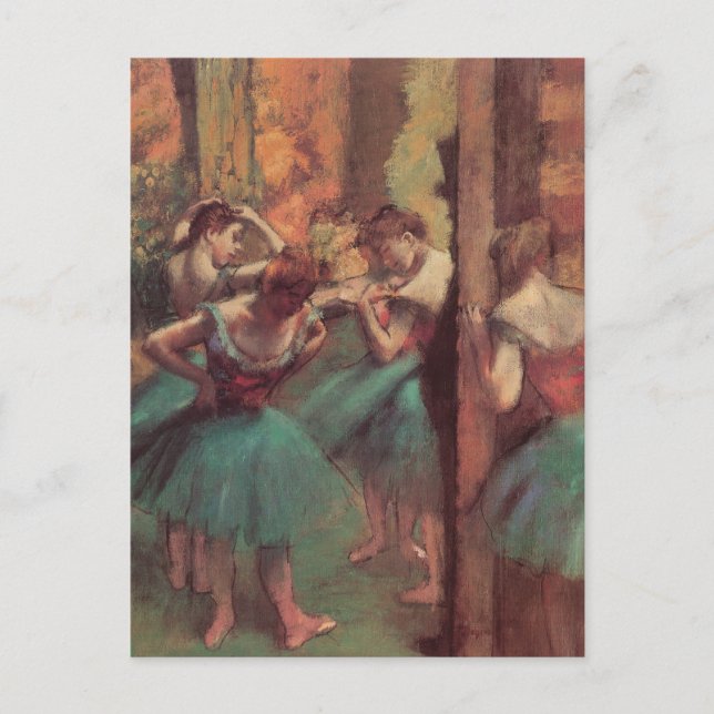 Dansare, rosa och grön av Edgar Degas Vykort (Framsida)