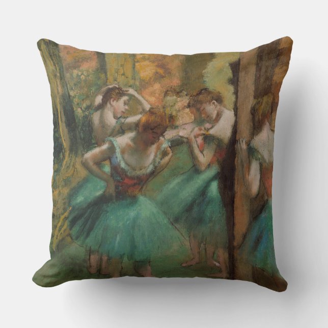 Dansare, Rosa och Grön Edgar Degas Kudde (Framsida)