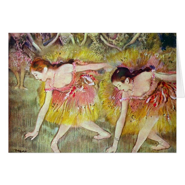 Dansare som böjer sig ned av Edgar Degas, balettko Hälsningskort (Framsidan Horizontal)