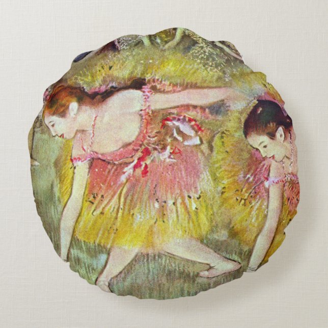 Dansare som böjer sig nedåt av Edgar Degas, balett Rund Kudde (Baksidan)