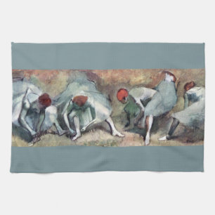 Dansare som knyter sina skor av Edgar Degas Kökshandduk