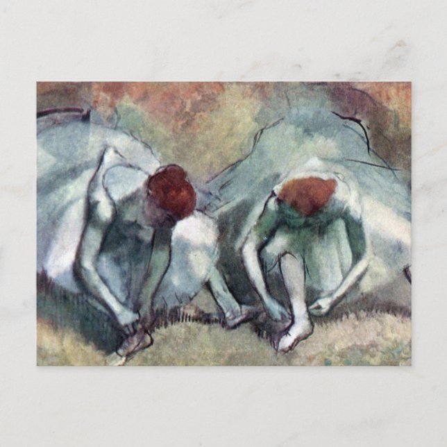Dansare som knyter sina skor av Edgar Degas Vykort (Framsida)