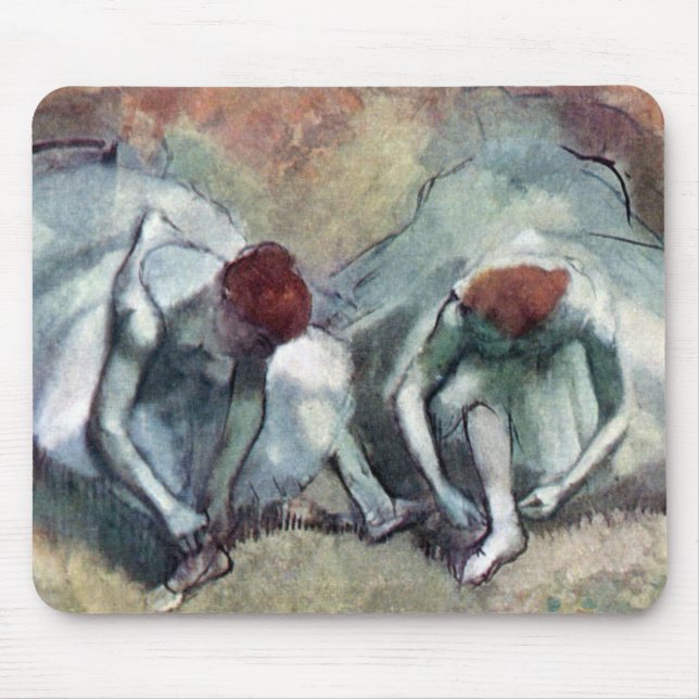 Dansare som snürar sina skor av Edgar Degas Musmatta (Framsidan)