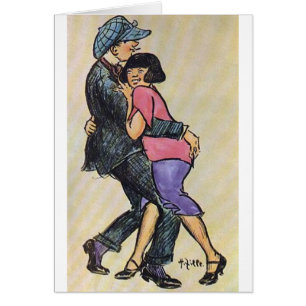 Dansare~-tidigt 1900's hälsningskort