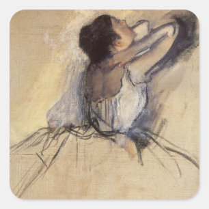 Dansaren av Edgar Degas, Vintage Ballerinakonst Fyrkantigt Klistermärke