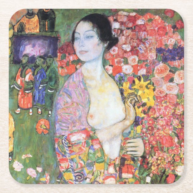 Dansaren, Gustav Klimt Underlägg Papper Kvadrat (Framsidan)