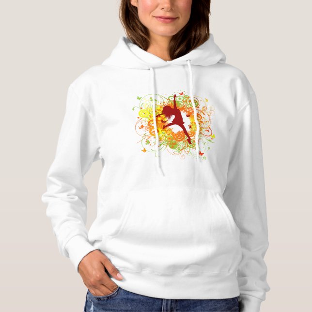 Dansarens silhuett med blomvirvlar t shirt (Framsida)