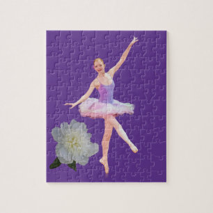 DansBallerina i lila- och vitanpassade Pussel