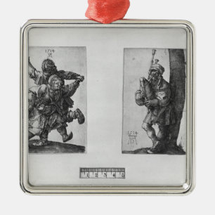Dansbönder och en säckpipe- spelare, 1514 julgransprydnad metall