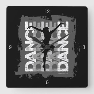 Danse et letter (Dance) Fyrkantig Klocka