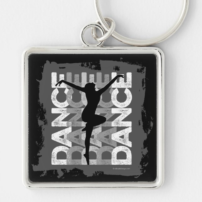 Danse et Lettres (Dance) Fyrkantig Silverfärgad Nyckelring (Framsidan)