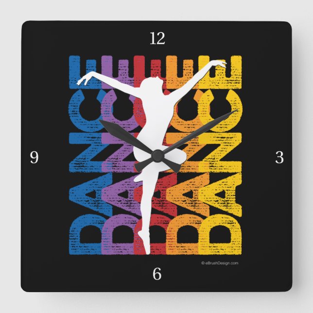 Danse et Lettres (Dance) Square Wall Clock Fyrkantig Klocka (Framsida)