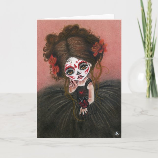 Danse Macabre stort öga girl de los muertos Card Kort (Framsida)
