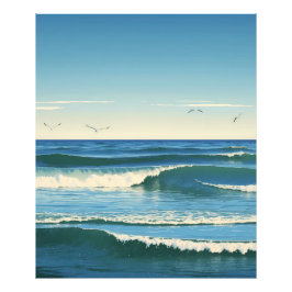 Dansende Golven onder de Hemel Fototryck