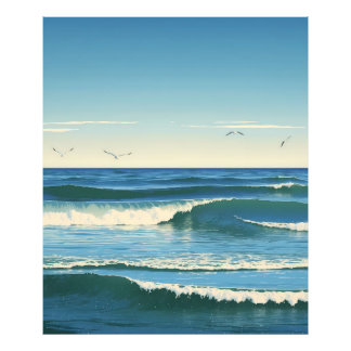 Dansende Golven onder de Hemel Fototryck