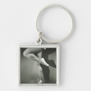 Dansflicka Fyrkantig Silverfärgad Nyckelring
