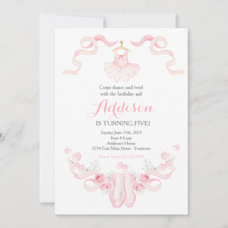 Dansfödelsedag, ballerina, födelsedagsinbjudan inbjudningar