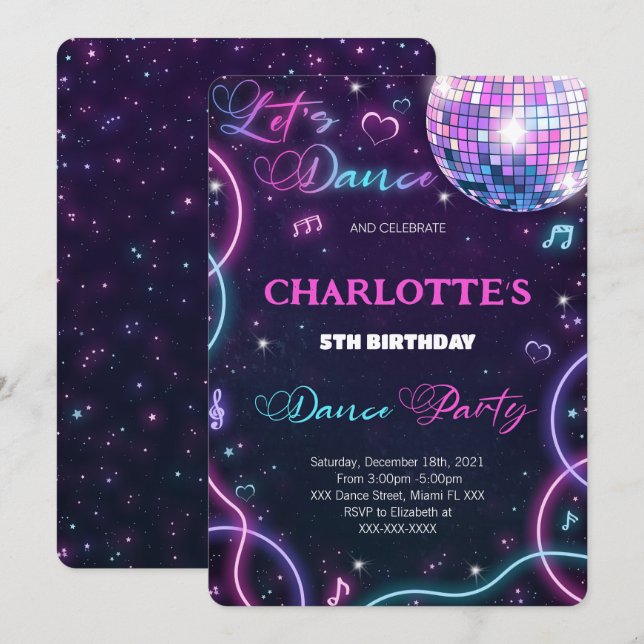 Dansinbjudan Inbjudningar (Fram/baksida)