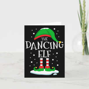Dansing Elf-julfamiljen som matchar Julafton Dan Kort