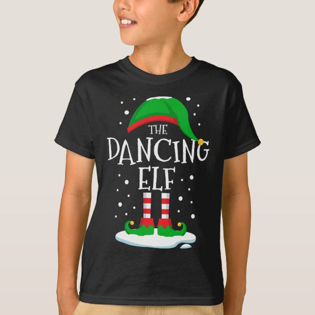 Dansing Elf-julfamiljen som matchar Julafton Dan T Shirt (Framsida)