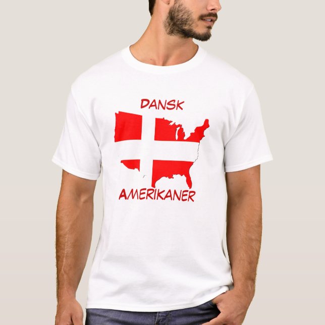 Dansk Amerikaner (danskaamerikanen) T Shirt (Framsida)