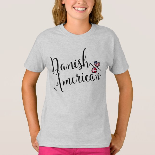 Dansk amerikansk entwated Hearts Tee Shirt (Framsida)
