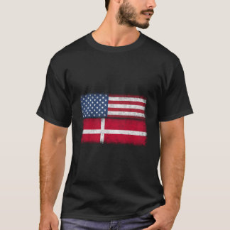 Dansk amerikansk Flagga Danmark Usa Danmark T Shirt