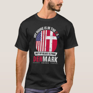 Dansk amerikansk patriot Heart kommer från Danmark T Shirt
