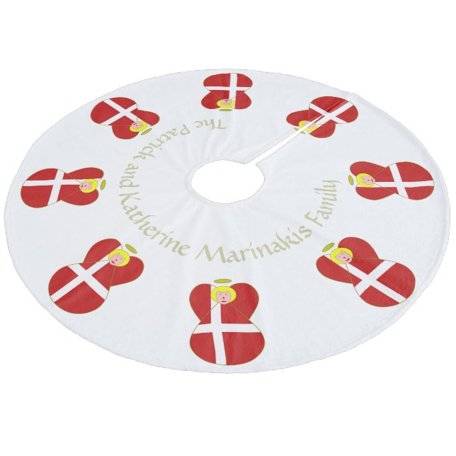 Dansk Angel Blonde på vit Personlig Julgransmatta Fleece (Vinklad)