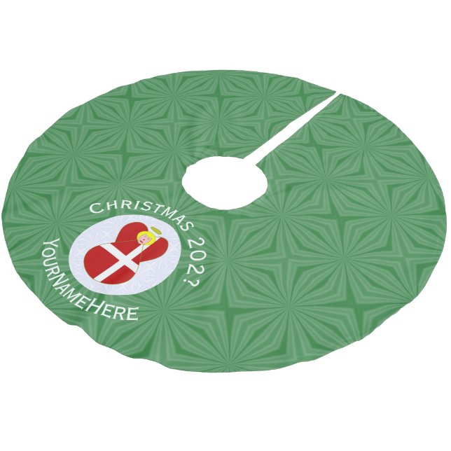 Dansk Ängel Julflagga Personlig  Julgransmatta Borstad Polyester (Vinklad)
