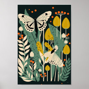 Dansk Blommigt av skandinaviska fjäril Poster