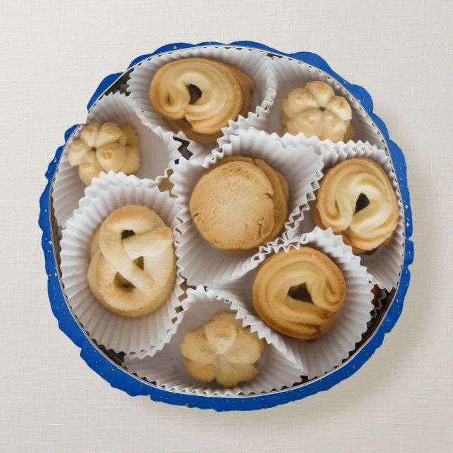 Dansk Butter Cookie Pillow Rund Kudde (Framsidan)