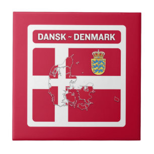 Dansk Danmark Flagga Kakelplatta