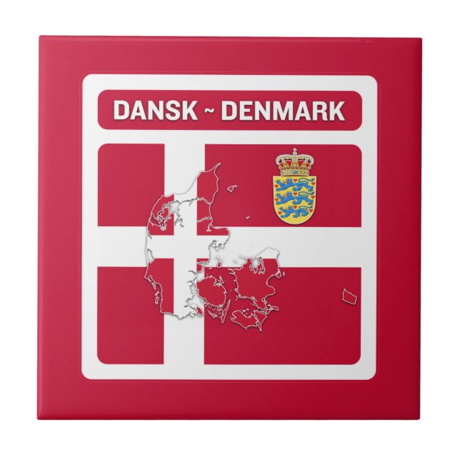 Dansk Danmark Flagga Kakelplatta (Framsidan)