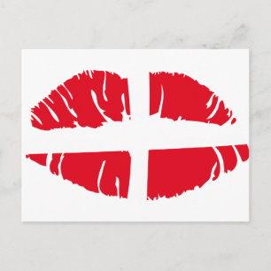 Dansk danmark-flagga läppstift vykort